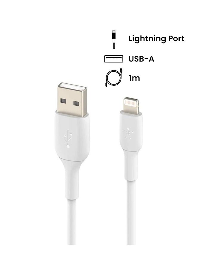 BoostCharge Pro Flex Silicone USB A To Lightning Cable, MFI Certified iPhone Cable 20W Fast Charging Power Delivery For iPhone 15, 14, 13, 12, Pro, Plus, Pro Max, Mini, iPad And More - (1M) White