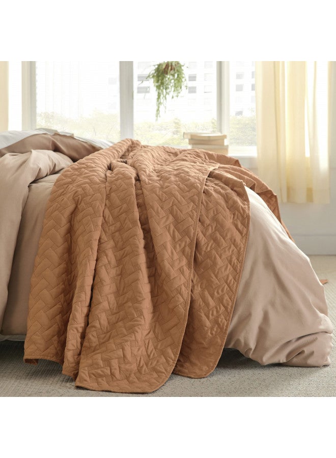 Bedsure Queen Quilt Bedding Set - Lightweight Summer Quilt Full/Queen - Hazel Brown Bedspread Queen Size - Bedding Coverlet for All Seasons (Includes 1 Quilt, 2 Pillow Shams)