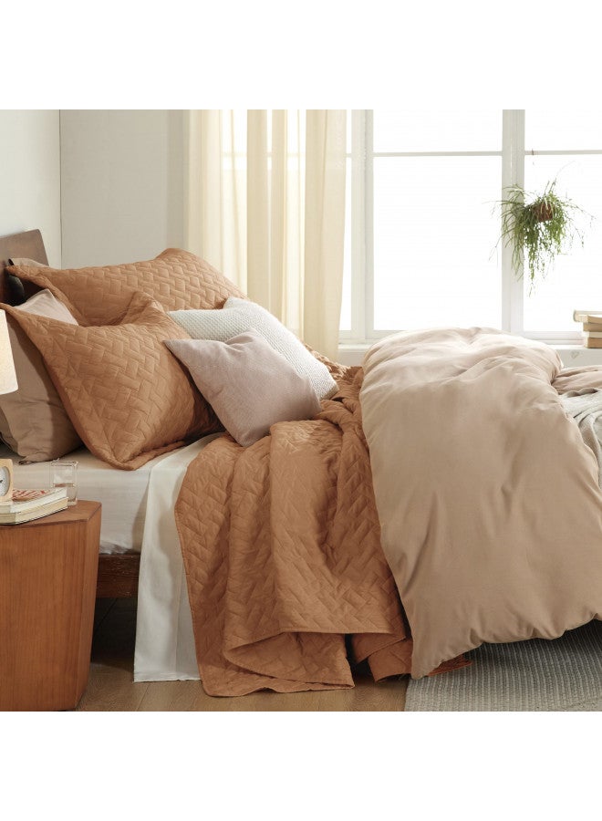 Bedsure Queen Quilt Bedding Set - Lightweight Summer Quilt Full/Queen - Hazel Brown Bedspread Queen Size - Bedding Coverlet for All Seasons (Includes 1 Quilt, 2 Pillow Shams)