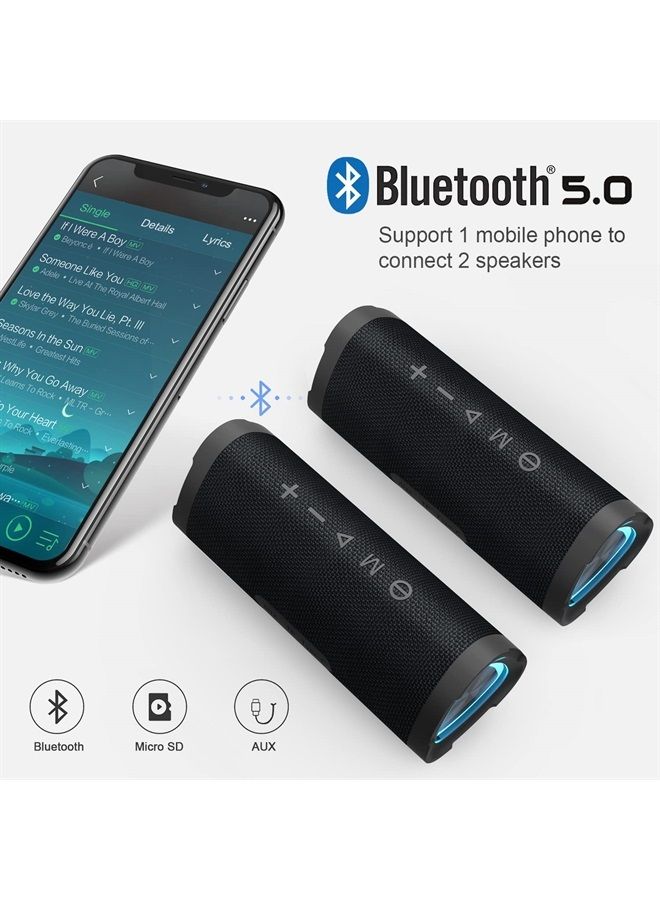 Bluetooth Speakers V40 Portable Wireless Speaker V5.0 with 24W Loud Stereo Sound, TWS, 24H Playtime & IPX7 Waterproof, Suitable for Travel, Home&Outdoors