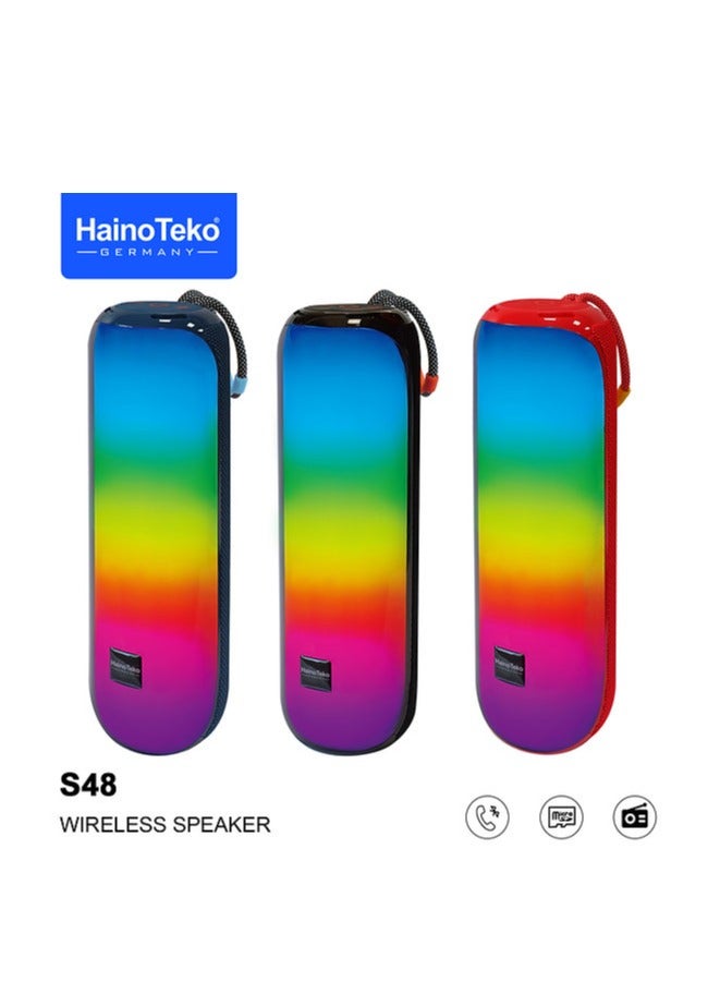 Haino Teko SP S48 Portable Wireless Bluetooth Speaker with RGB LED Lights Deep Bass, Loud Sound Rechargeable Mini Speaker for Outdoor Travel Home Party Music System with Mic USB Bluetooth 5.0 Color Changing Compact Speaker for Android & iPhone Devices