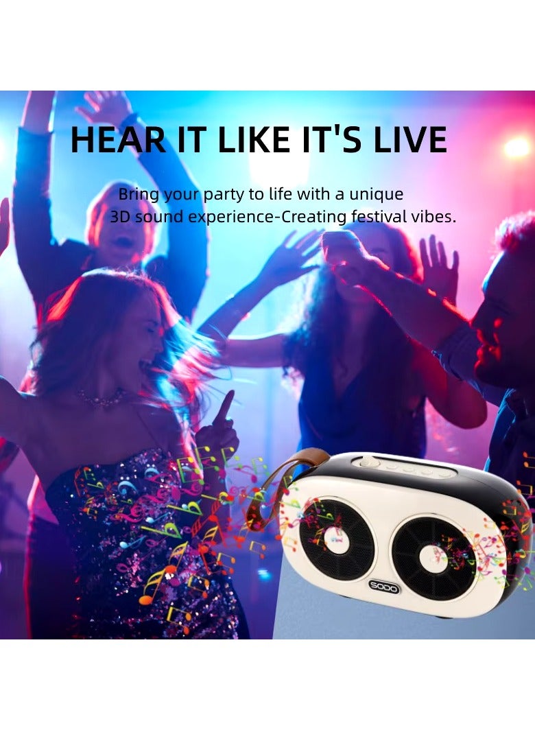 SD05 Bluetooth Speaker Outdoor Portable Home Karaoke Wireless Portable KTV Microphone Sound System (White)