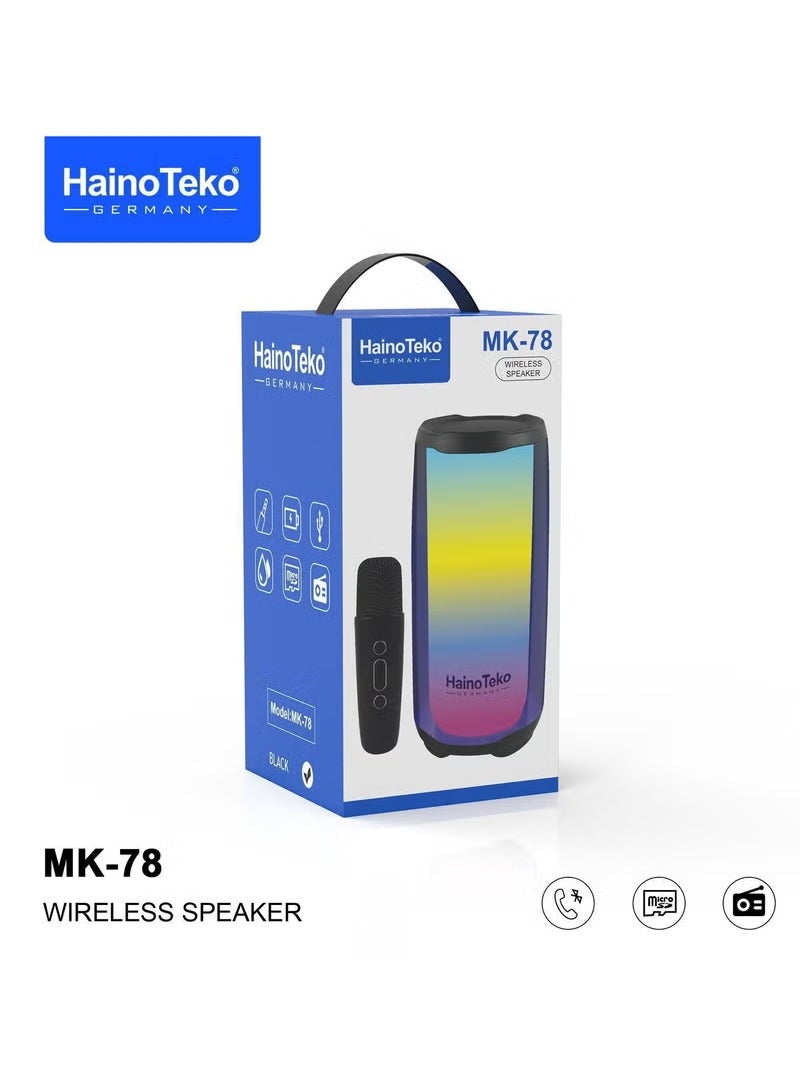 Haino Teko Germany MK78 Portable Bluetooth Speaker with Wireless Mic Black