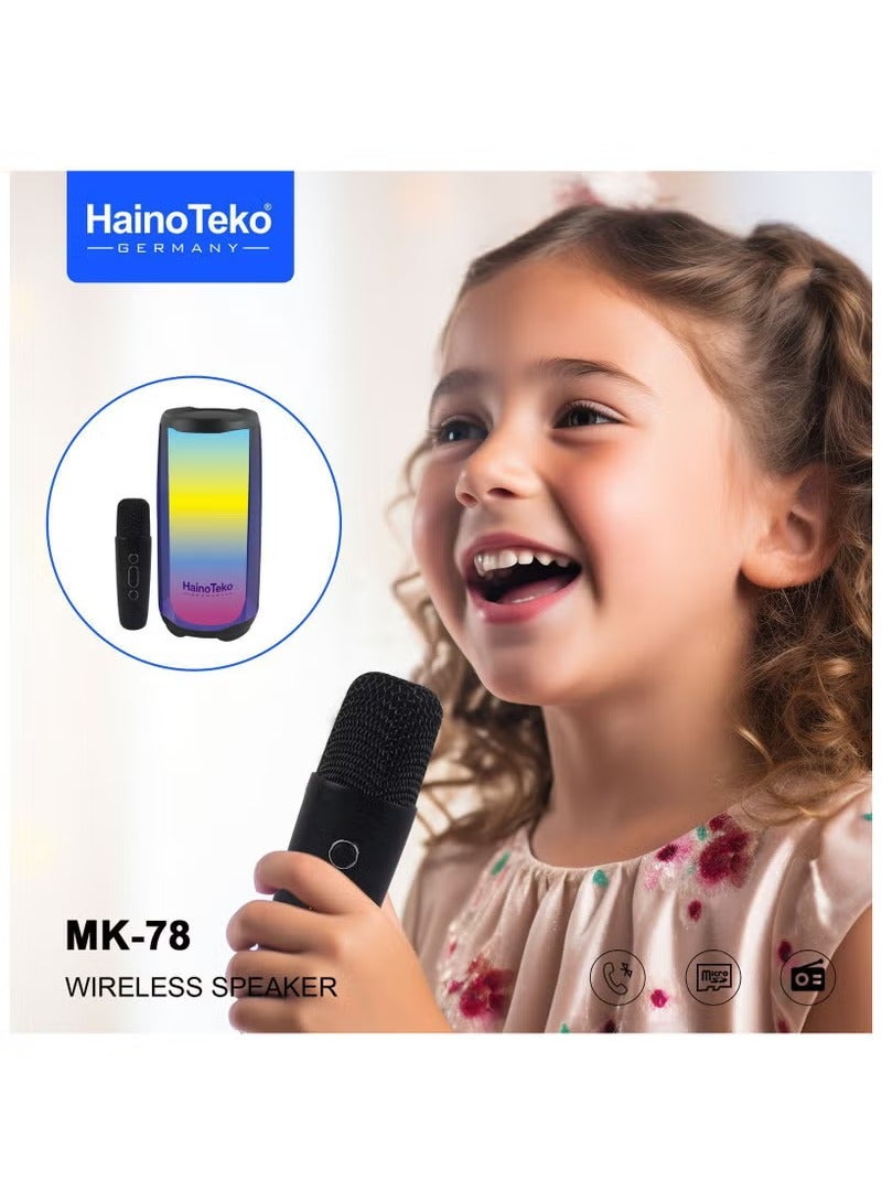 Haino Teko Germany MK78 Portable Bluetooth Speaker with Wireless Mic Black