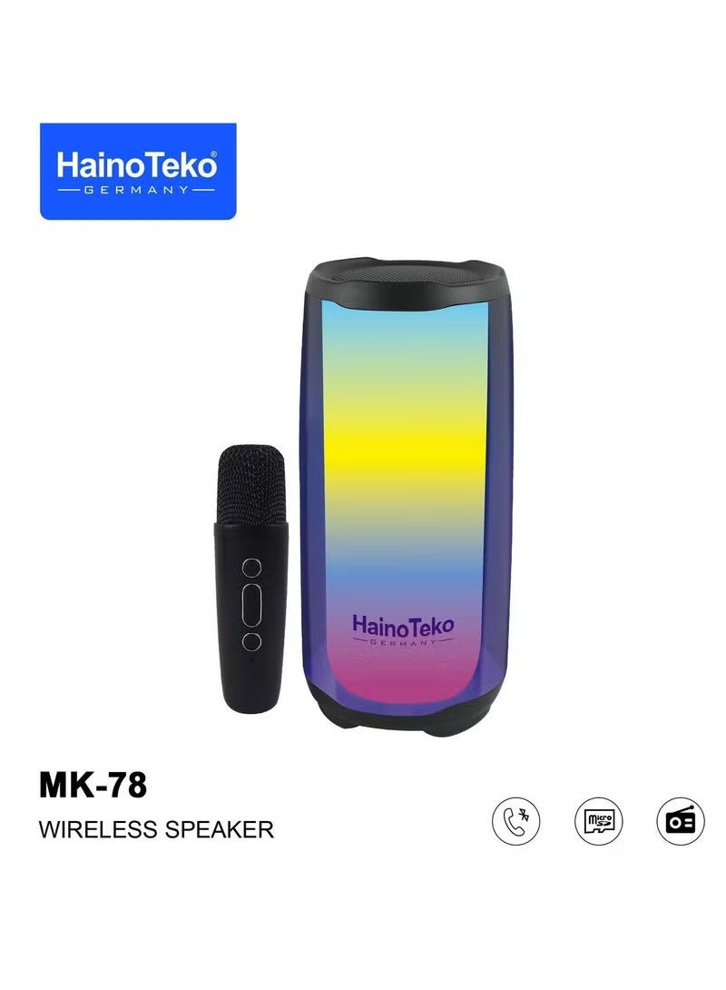 Haino Teko Germany MK78 Portable Bluetooth Speaker with Wireless Mic Black