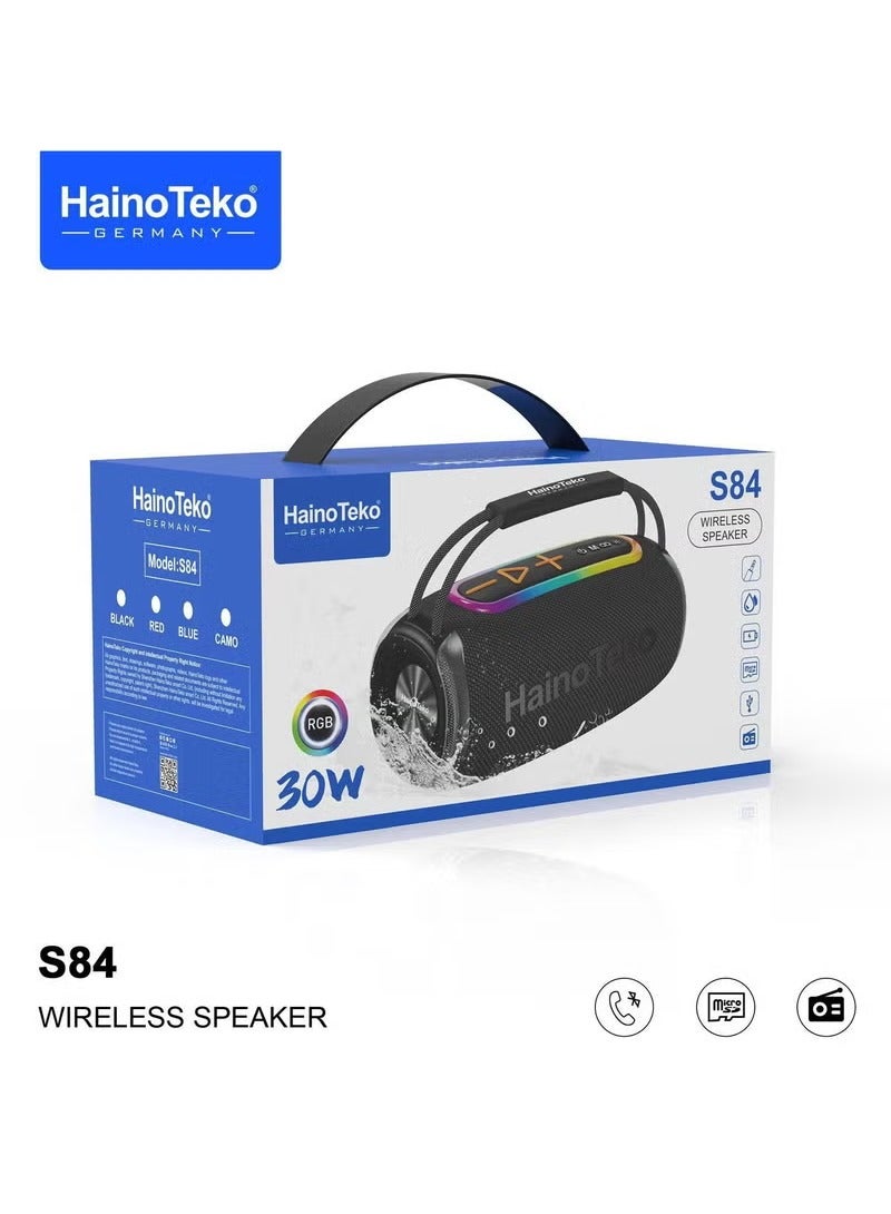 Haino Teko Germany S84 Portable Wireless Bluetooth Speaker Black