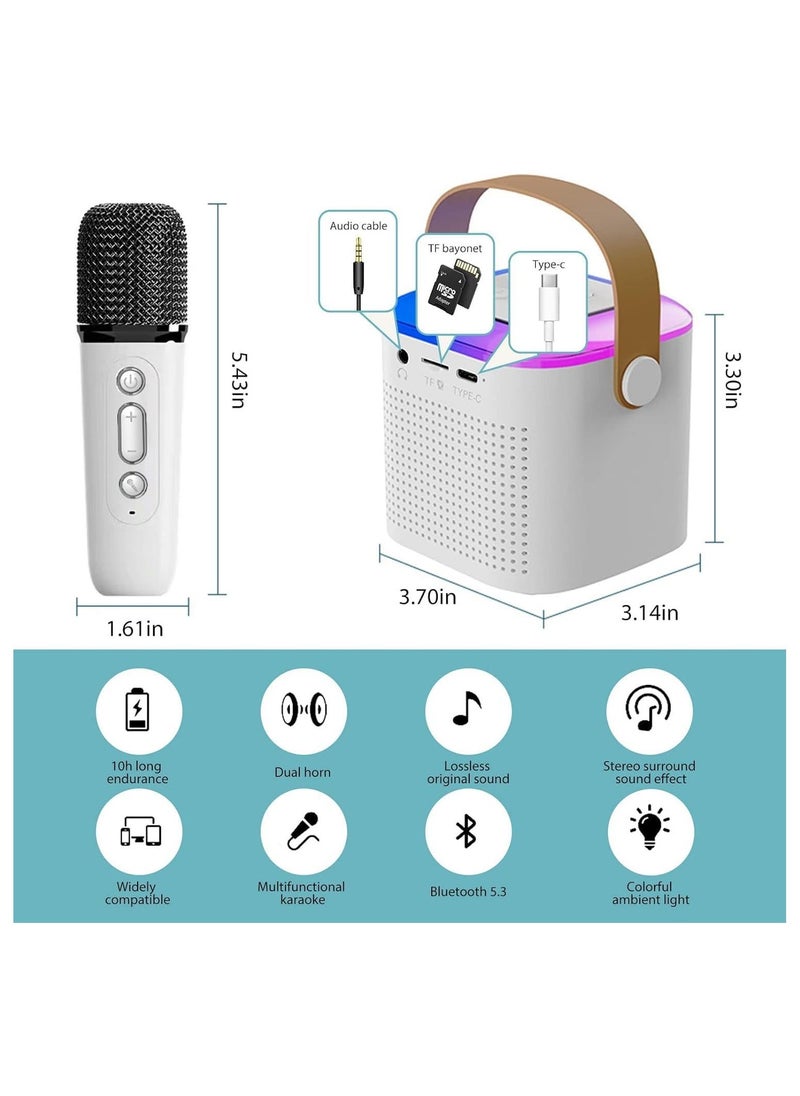 Karaoke Machine Portable Bluetooth Speaker with 2 Wireless handheled Microphones LED Lights Portable Bluetooth Karaoke Speaker for All Smartphones for Home Party Birthday Gifts