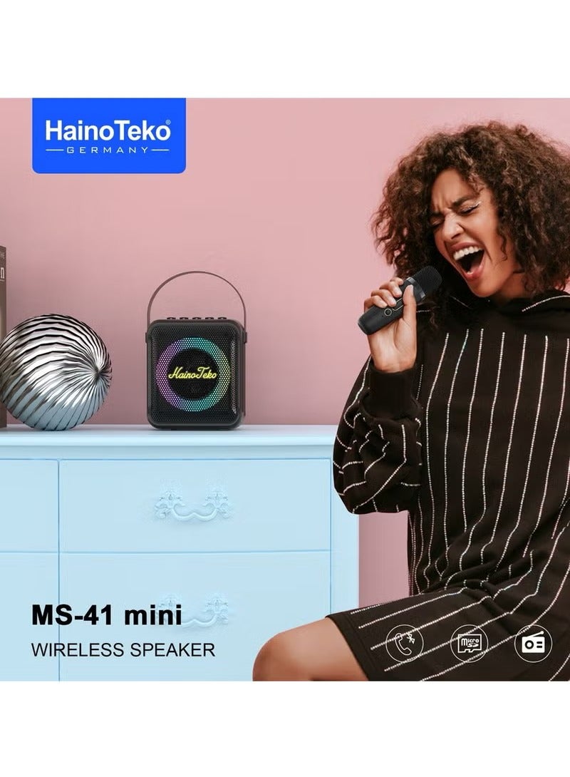 Haino Teko Germany MS 41 Mini Wireless Bluetooth Portable Speaker with Mic Black