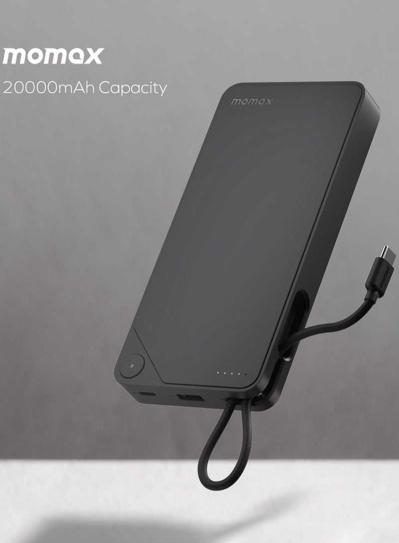 1-Power X Battery Pack 20000 mAh Power Bank with Built-in USB-C PD Cable - White