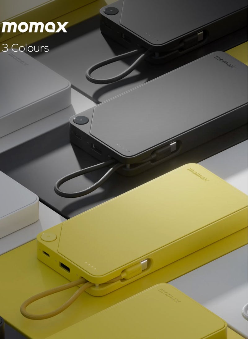 1-Power X Battery Pack 20000 mAh Power Bank with Built-in USB-C PD Cable - Yellow