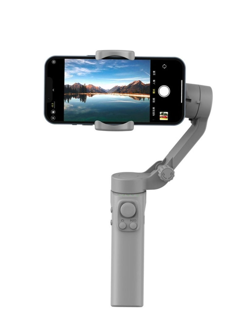 3-Axis Gimbal Stabilizer With AI Face & Object Tracking, Rolling, Pitching & Pan Angles, Versatile Sooting Modes, 7 Hrs Continous Working Time, 2200mAh Built In Battery, Android/iOS App- Gray