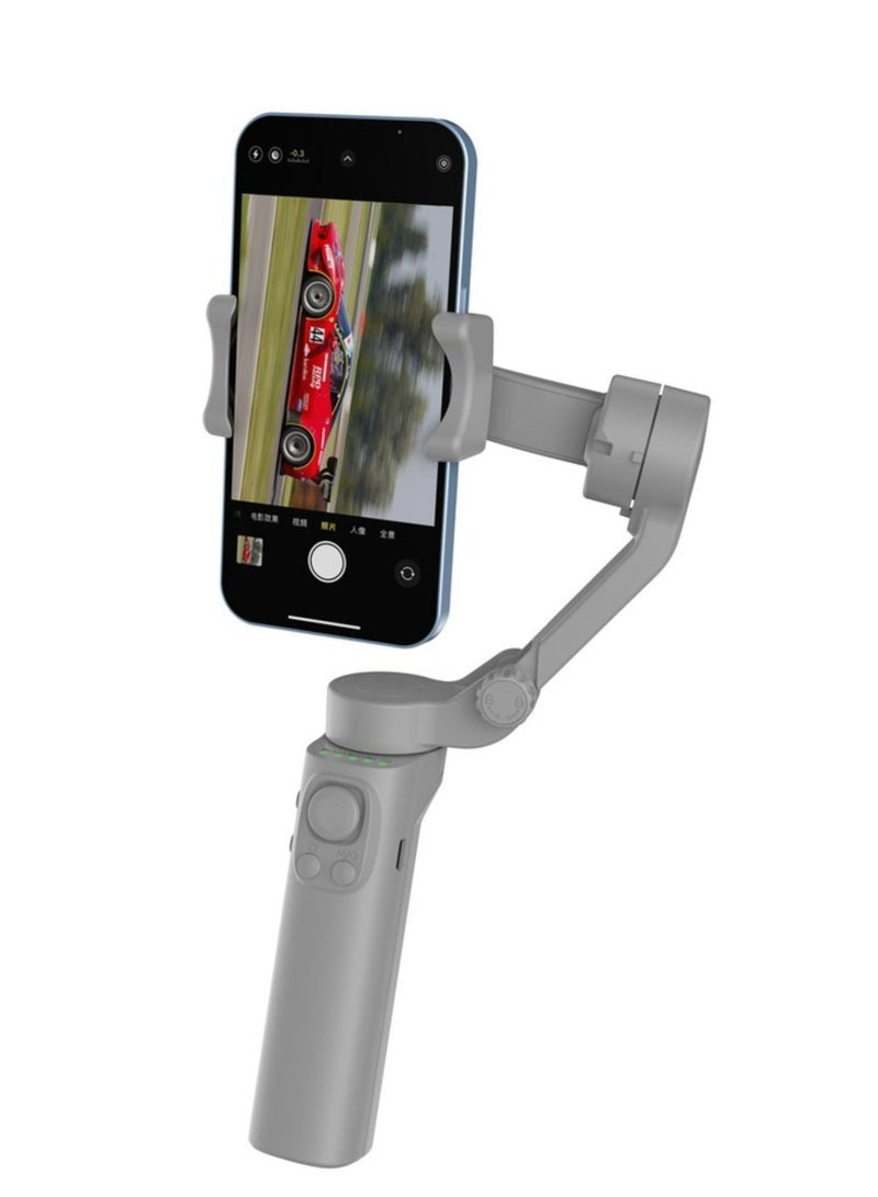 3-Axis Gimbal Stabilizer With AI Face & Object Tracking, Rolling, Pitching & Pan Angles, Versatile Sooting Modes, 7 Hrs Continous Working Time, 2200mAh Built In Battery, Android/iOS App- Gray