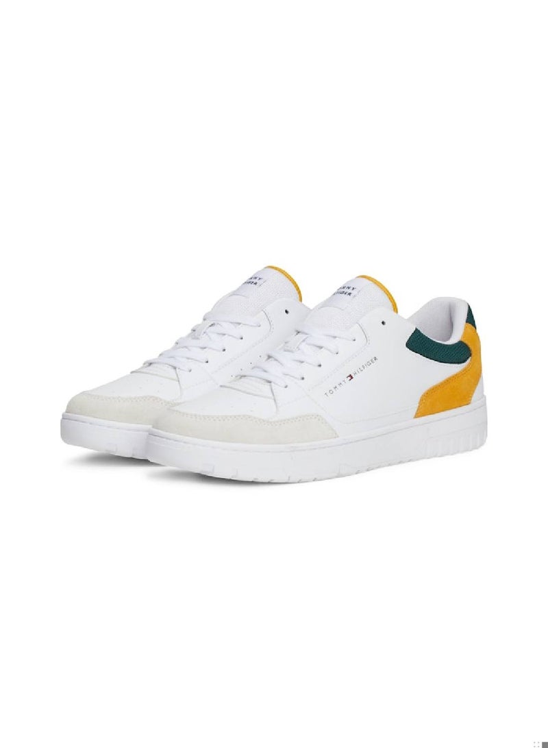 Men's  Essential Leather Fine Cleat Basketball Trainers , Yellow - Leather