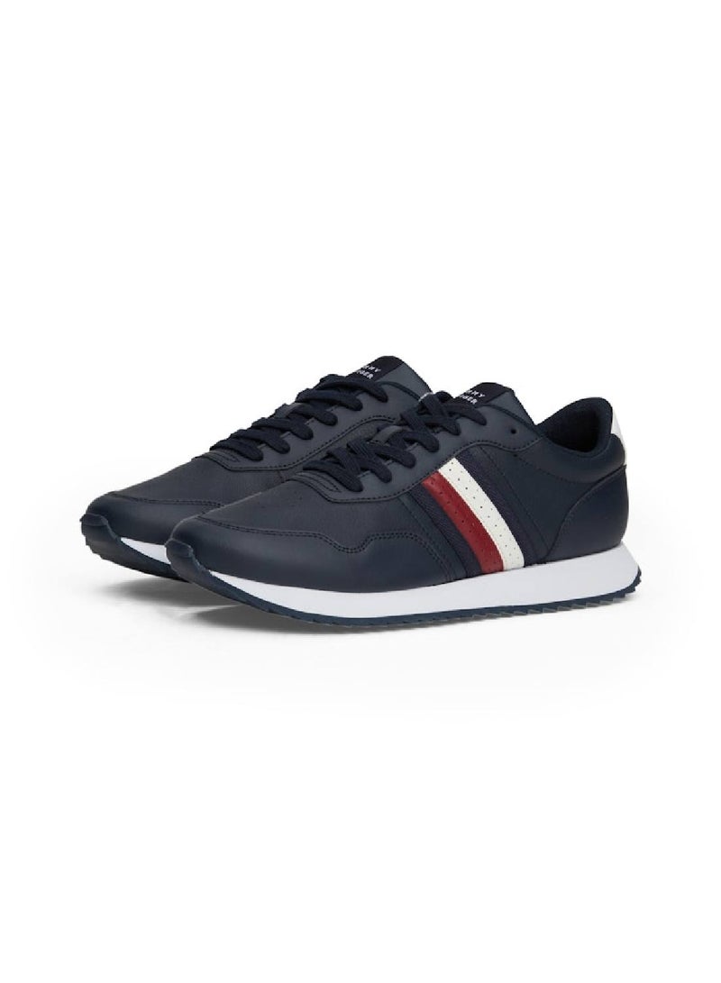 Men's Signature Tape Lace-Up Runner Trainers, Blue - Leather