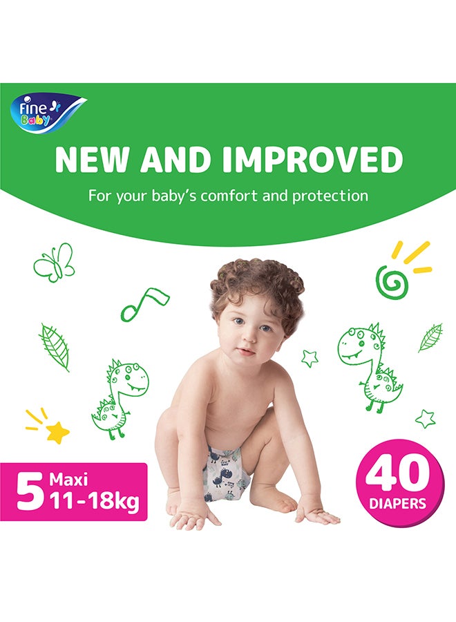 Baby Diapers, Size 5, Maxi 11–18Kg, Pack Of 40 Diapers, With New And Improved Technology