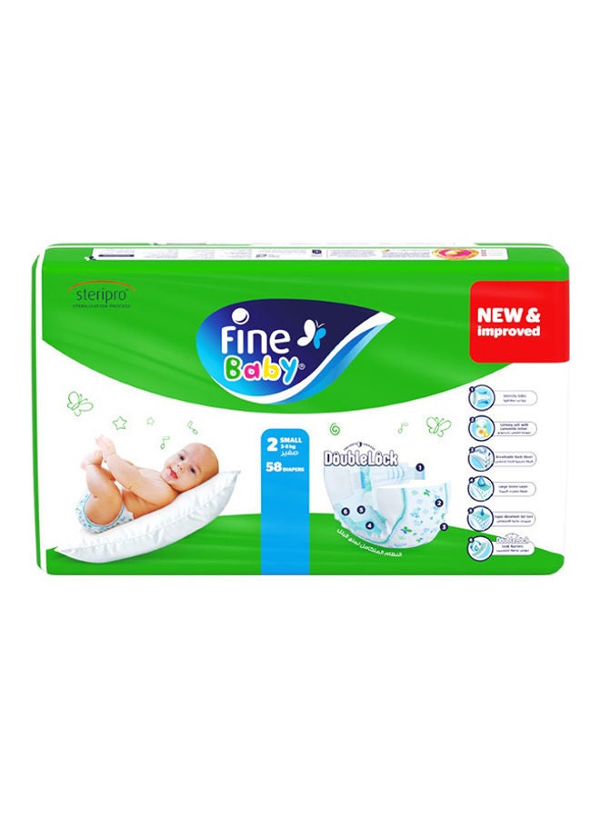 58-Piece Diapers Small (Size 2) (3-6 KG)