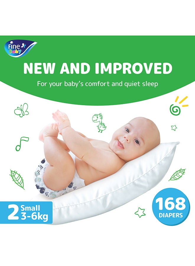 Diapers Size 2 (3-6Kg) Medium, 168 Count  With The New Double Lock Leak Barriers