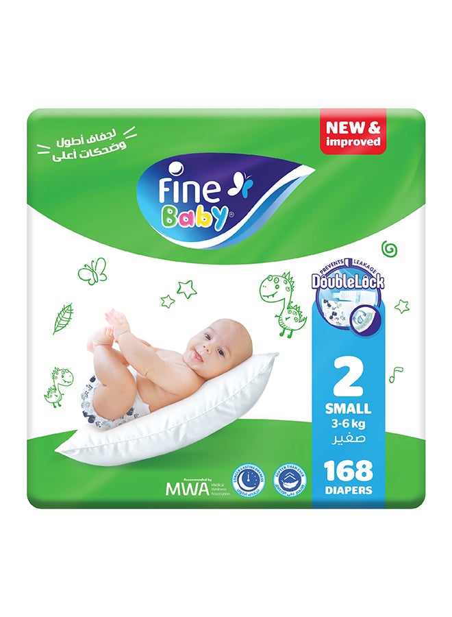 Diapers Size 2 (3-6Kg) Medium, 168 Count  With The New Double Lock Leak Barriers