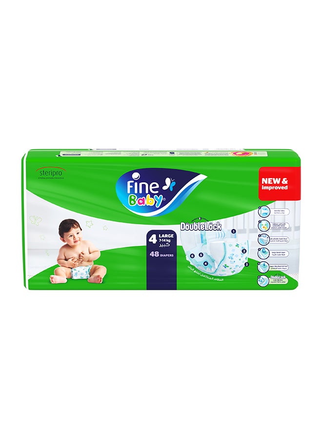 Baby Fast Sorption Diapers, Size 4, Large 7-14 Kg, 48 Diaper