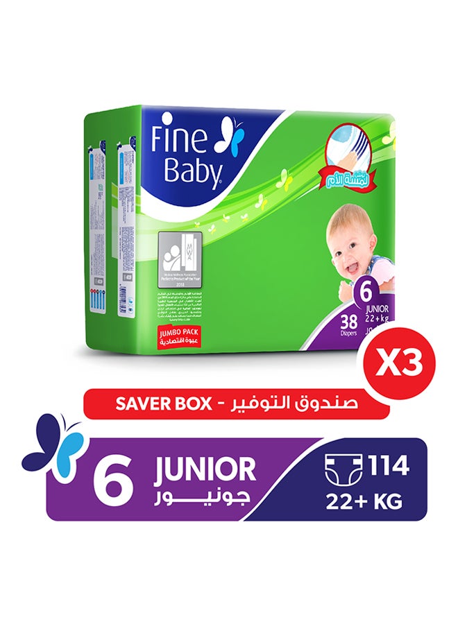 Mother’s Touch Lotion Junior Diapers, Jumbo Pack, Size 6 (22+ Kgs), 114 Count