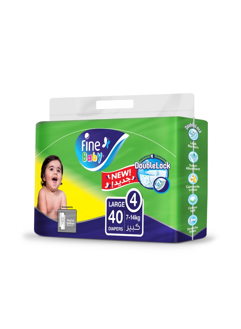 Double Lock, Large Diapers, Economy Pack, Size 7-14 Kgs, 40 Count