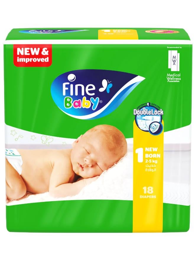 Fine Baby Double Lock Newborn Diapers - 2-5 KG - 18 Diapers