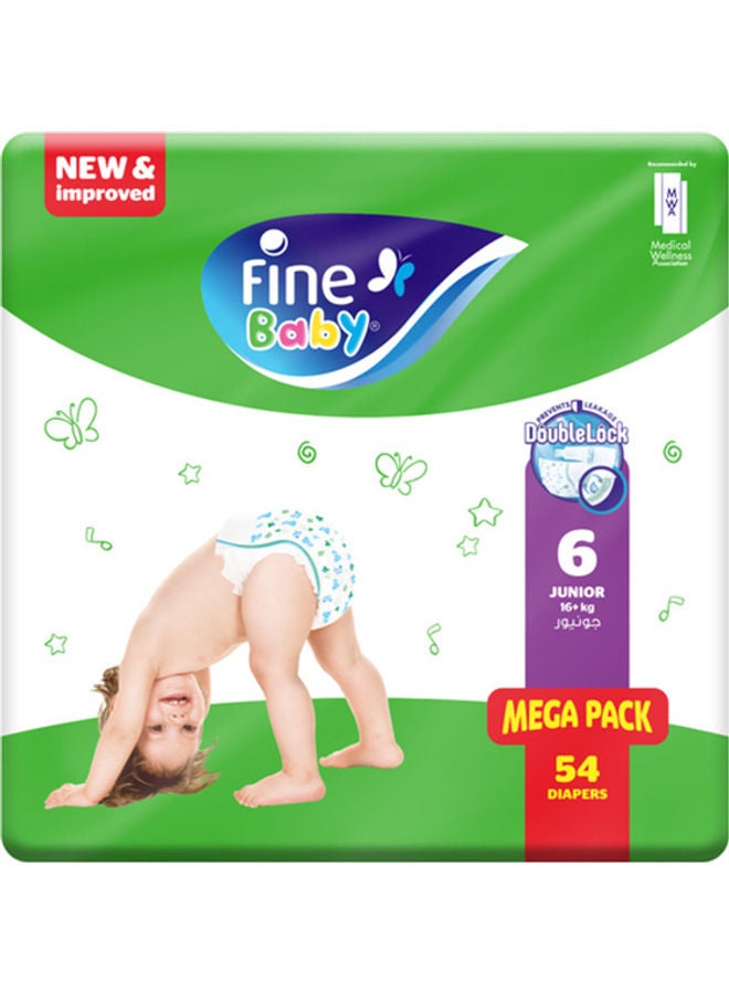 Baby Diapers Size 6 (16+ Kg) Junior, 54 Count  With The New Double Lock Leak Barriers