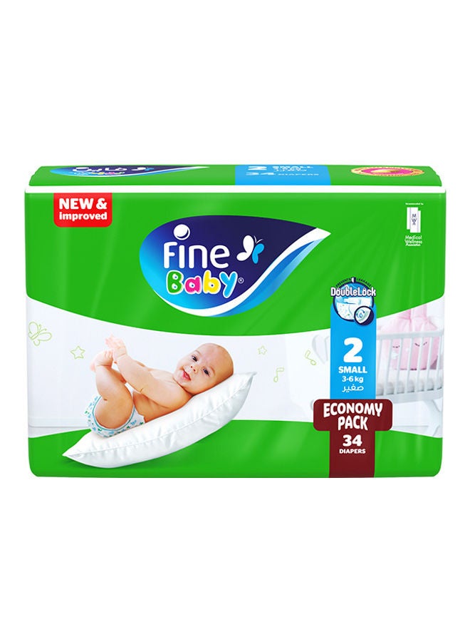 Baby Diapers Size 2 (3-6Kg) Medium, 34 Count  With The New Double Lock Leak Barriers