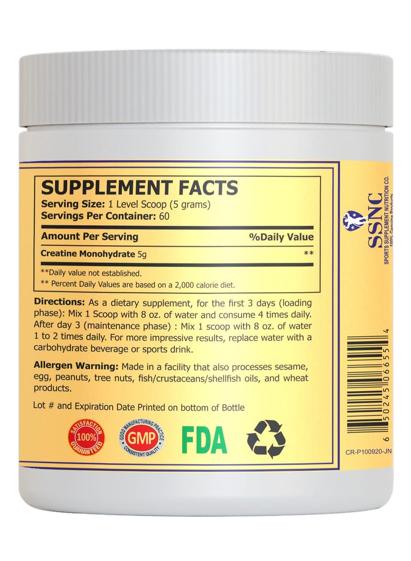 Creatine Monohydrate 5000mg, 60 Servings - Pure Powder for Muscle Fuel & Lean Mass