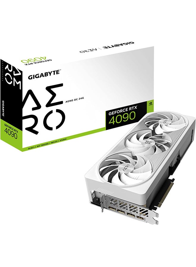 GeForce RTX 4090 AERO OC 24G Graphics Card, 3X WINDFORCE Fans, 24GB 384-bit GDDR6X, GV-N4090AERO OC-24GD Video Card White