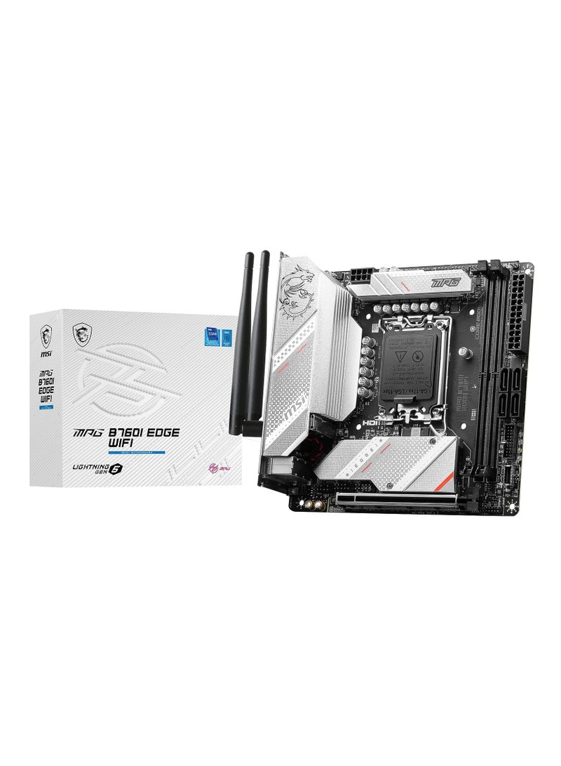 MPG B760I Edge WiFi Gaming Motherboard (Supports 12th/13th Gen Intel Processors, LGA 1700, DDR5, PCIe 5.0, M.2, 2.5Gbps LAN, USB 3.2 Gen2, Wi-Fi 6E, Mini-ITX)