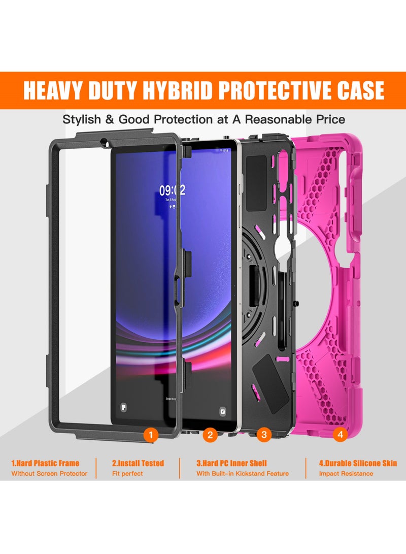 Rugged Case for 12.4 inch Galaxy Tab S9 Plus 2023/ S9 FE+ / S8 Plus 2022/ S7 FE 2021/ S7 Plus 2020 Case with S Pen Holder Heavy Duty Shockproof Protective Cover with Hand Strap