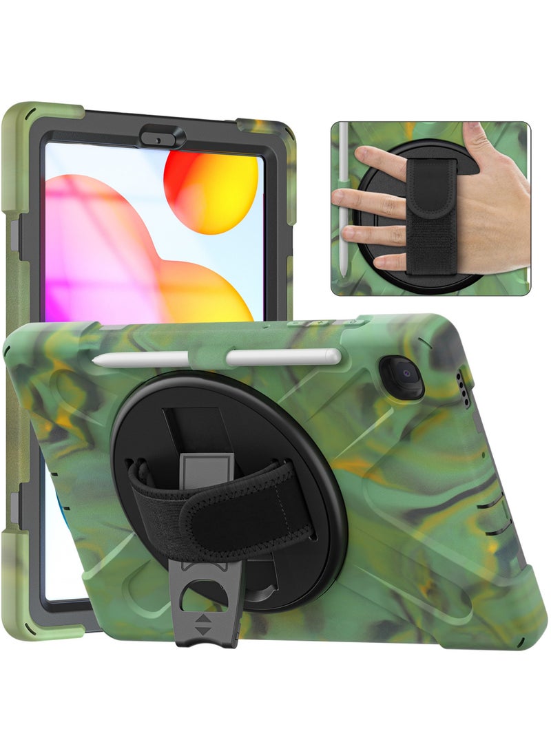 Case For Samsung Galaxy Tab S6 Lite 10.4 Case 2024/2022/2020 (SM-P620/P610/P613/P615/P619) Silicone Case with 360 Rotating Kickstand Handle Grip S Pen Holder