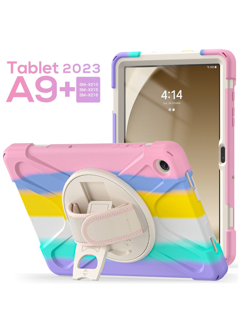 Case for Galaxy Tab A9 Plus/A9+ 5G 11 Inch 2023 (SM-X210/X215/X216/X218), Heavy Duty Shockproof Rugged Protective Case Cover with Pen Holder Hand Strap Kickstand