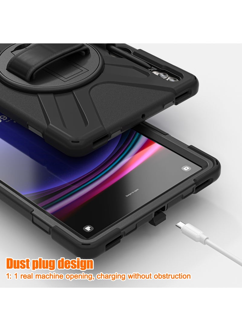 Rugged Case for 12.4 inch Galaxy Tab S9 Plus 2023/ S9 FE+ / S8 Plus 2022/ S7 FE 2021/ S7 Plus 2020 Case with S Pen Holder Heavy Duty Shockproof Protective Cover with Hand Strap