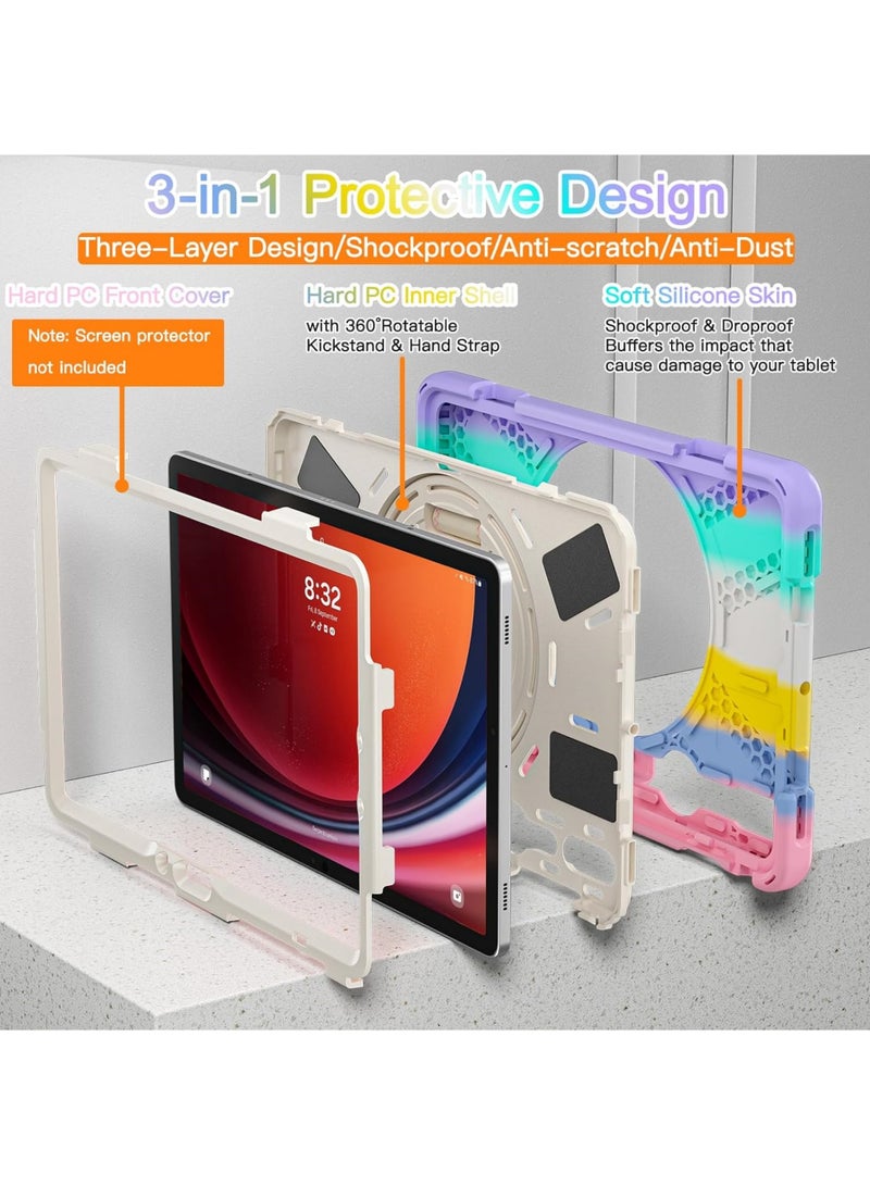 Cover Case For Samsung Galaxy Tab S9 11 Inch/ S9 FE 10.9 Inch Case 2023/Tab S8 11 Inch 2022/Tab S7 11 Inch 2020 Silicone Case with 360 Rotating Kickstand Handle Grip S Pen Holder