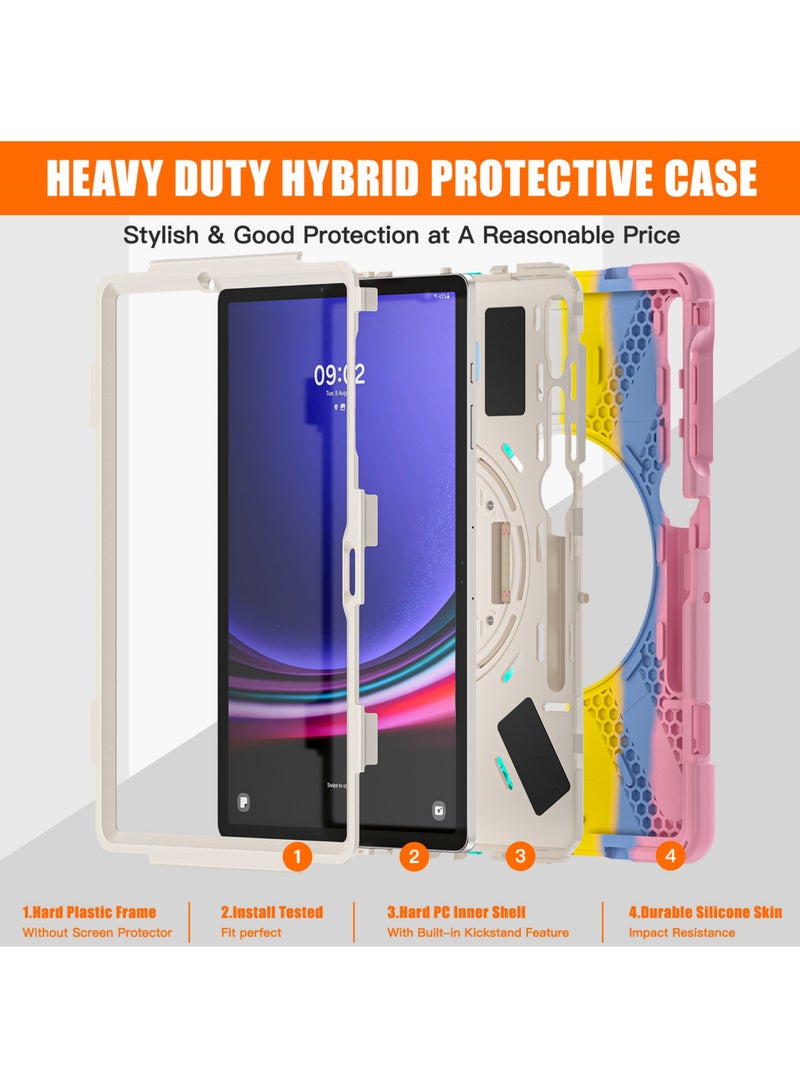 Rugged Case for 12.4 inch Galaxy Tab S9 Plus 2023/ S9 FE+ / S8 Plus 2022/ S7 FE 2021/ S7 Plus 2020 Case with S Pen Holder Heavy Duty Shockproof Protective Cover with Hand Strap