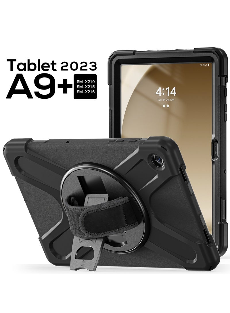 Case for Galaxy Tab A9 Plus/A9+ 5G 11 Inch 2023 (SM-X210/X215/X216/X218), Heavy Duty Shockproof Rugged Protective Case Cover with Pen Holder Hand Strap Kickstand