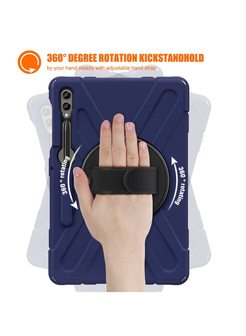 Case for Samsung Galaxy Tab S10 Plus 12.4 Inch 2024/Tab S9 Plus 12.4 2023/S9 FE Plus 12.4 2023/S8 Plus 2022/ S7 FE 2021/ S7 Plus 2020 Case with S Pen Holder Heavy Duty Shockproof Protective Cover with Hand Strap S-Pen Holder/Handle/Rotating Kickstand