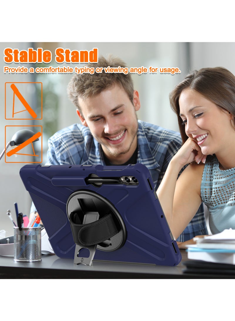 Case for Samsung Galaxy Tab S10 Plus 12.4 Inch 2024/Tab S9 Plus 12.4 2023/S9 FE Plus 12.4 2023/S8 Plus 2022/ S7 FE 2021/ S7 Plus 2020 Case with S Pen Holder Heavy Duty Shockproof Protective Cover with Hand Strap S-Pen Holder/Handle/Rotating Kickstand
