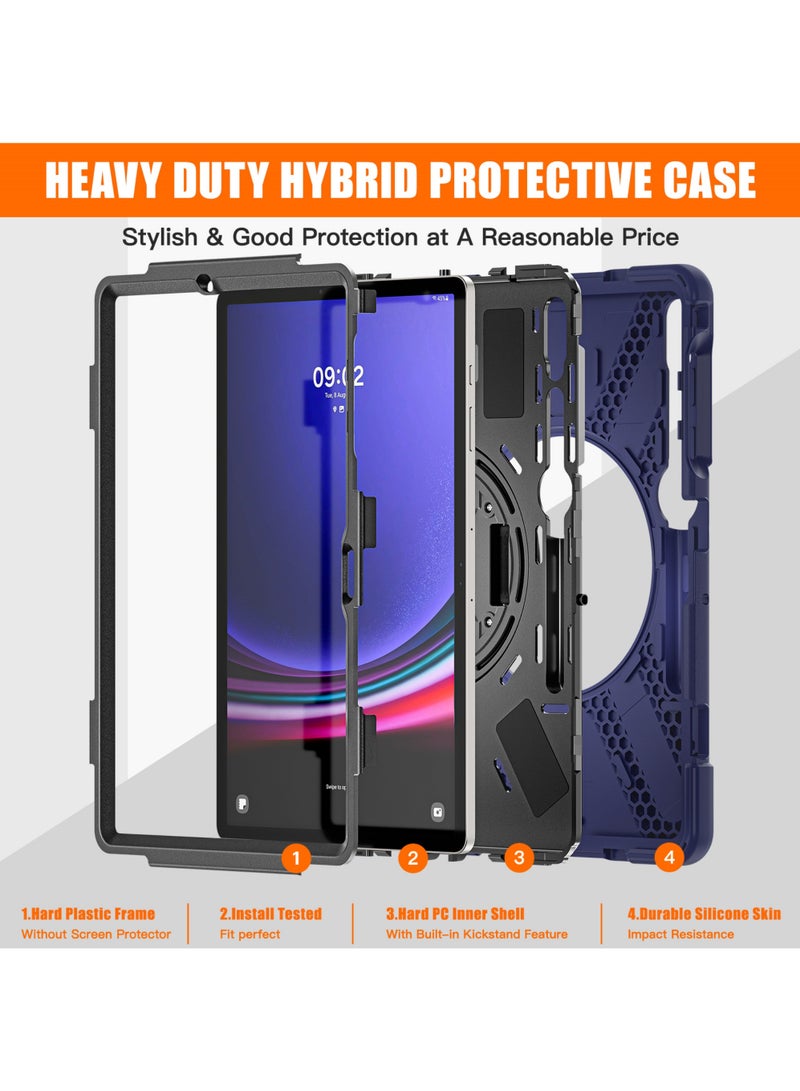 Case for Samsung Galaxy Tab S10 Plus 12.4 Inch 2024/Tab S9 Plus 12.4 2023/S9 FE Plus 12.4 2023/S8 Plus 2022/ S7 FE 2021/ S7 Plus 2020 Case with S Pen Holder Heavy Duty Shockproof Protective Cover with Hand Strap S-Pen Holder/Handle/Rotating Kickstand