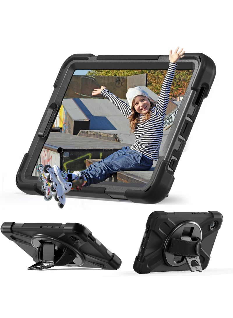 Samsung Galaxy Tab A9 Case 8.7 Inch 2023 SM-X110/X115/X117 for Kids with Screen Protector | Heavy Duty Shockproof Case with Rotating Stand Hand Strap for Galaxy Tab A9 Tablet 2023