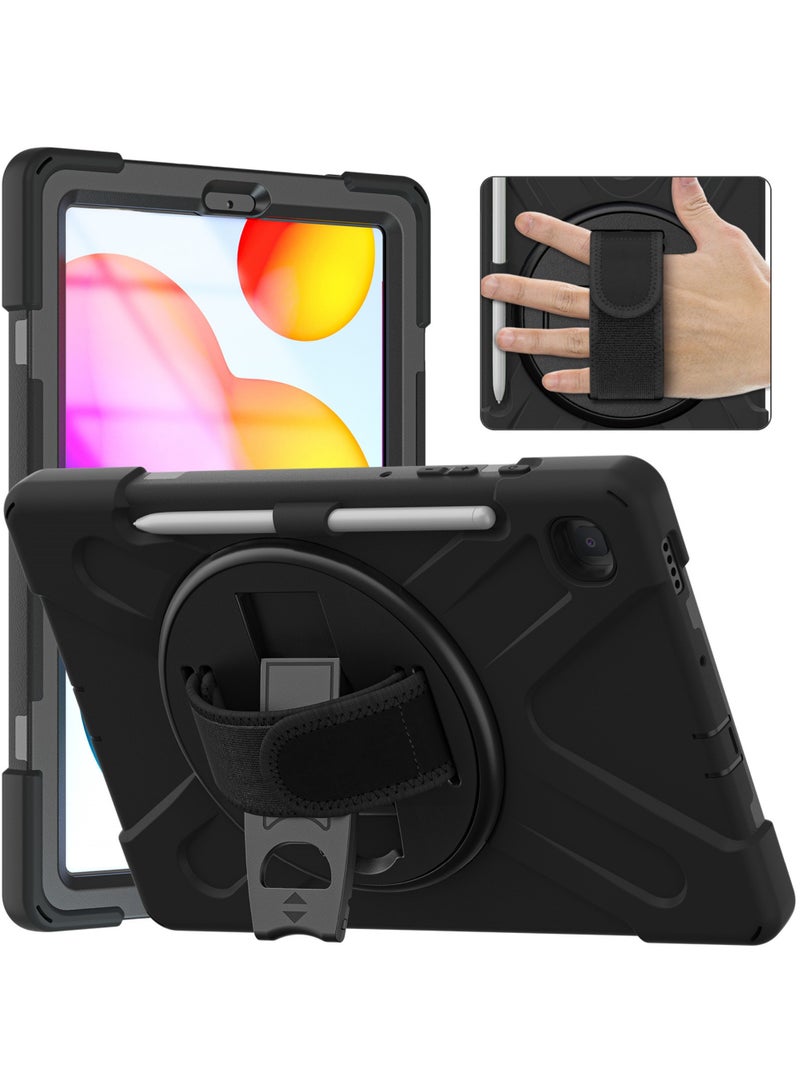 Case For Samsung Galaxy Tab S6 Lite 10.4 Case 2024/2022/2020 (SM-P620/P610/P613/P615/P619) Silicone Case with 360 Rotating Kickstand Handle Grip S Pen Holder