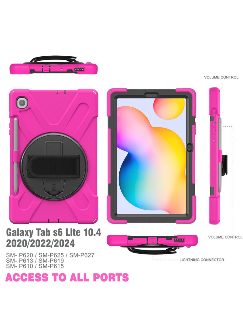 Case For Samsung Galaxy Tab S6 Lite 10.4 Case 2024/2022/2020 (SM-P620/P610/P613/P615/P619) Silicone Case with 360 Rotating Kickstand Handle Grip S Pen Holder