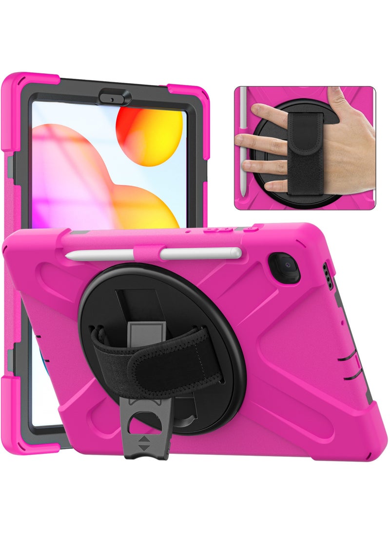 Case For Samsung Galaxy Tab S6 Lite 10.4 Case 2024/2022/2020 (SM-P620/P610/P613/P615/P619) Silicone Case with 360 Rotating Kickstand Handle Grip S Pen Holder