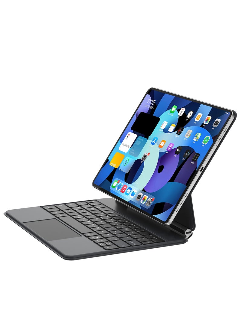 Arabic and English Keyboard Case Compatible with IPad Pro 11 Inch 2024 (M4 5th Gen) Magnetic Touchpad Keyboard Case with Auto Sleep/Wake For iPad Pro 11 inch 2024 Model Numbers: A2836 / A2837 / A3006