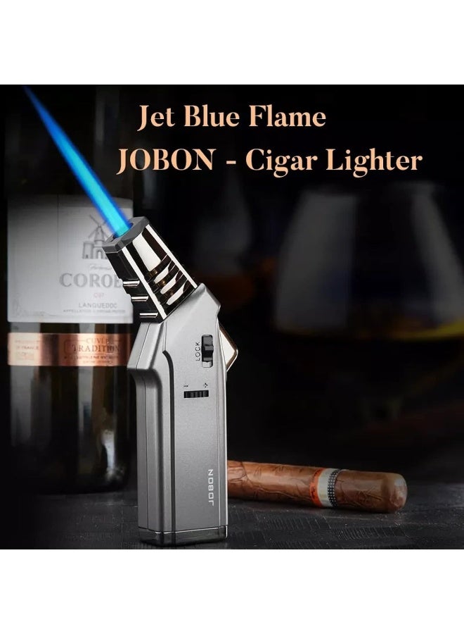 Alsaqer-Jobon Jet Flame Windproof Butane Gas Lighter-Bakhoor Charcoal Lighter-Jobon Torch Lighter-BBQ Lighter(Gas not Included)-(Silver)