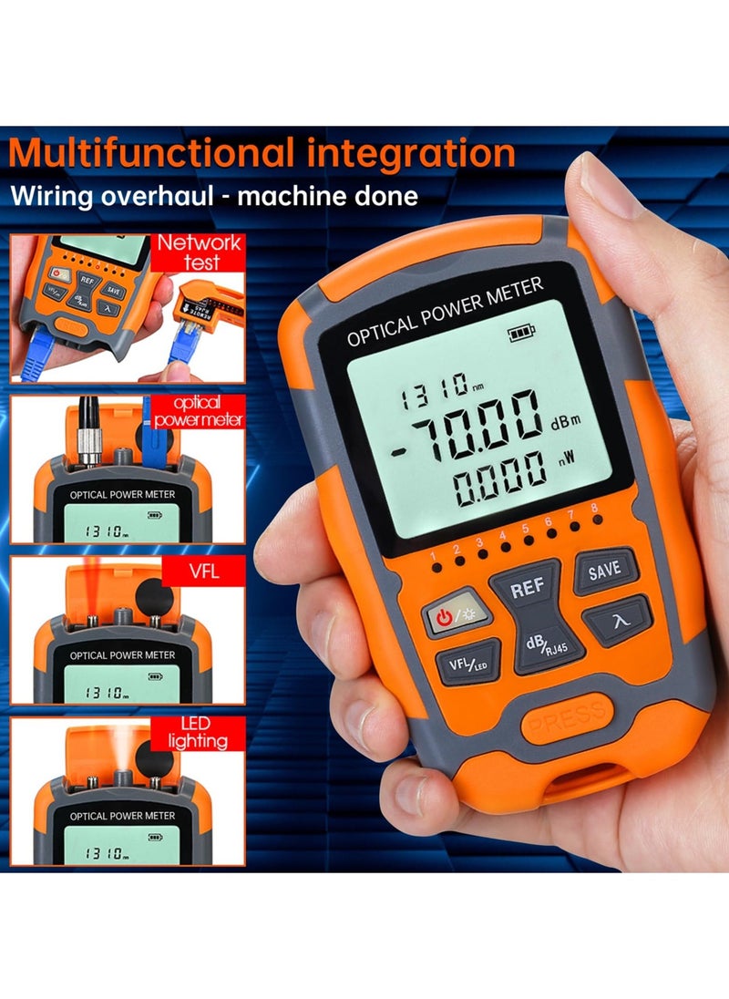 Portable Fiber Optic Tester with Power Meter and Visual Fault Locator, Universal Interface FC/SC/ST, Includes 10mW VFL and FC to LC Adapter