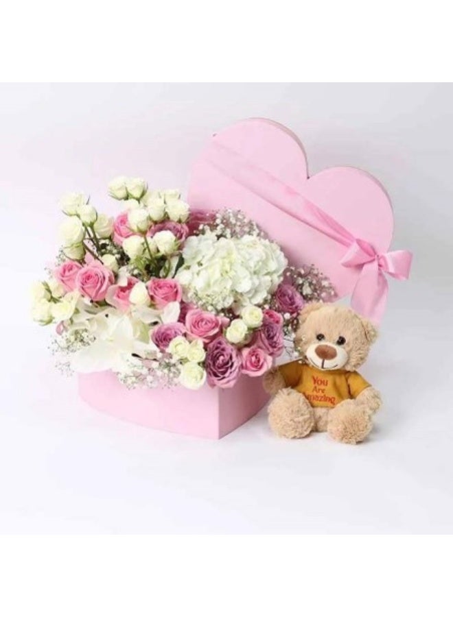 Pure Heart Flower And Teddy