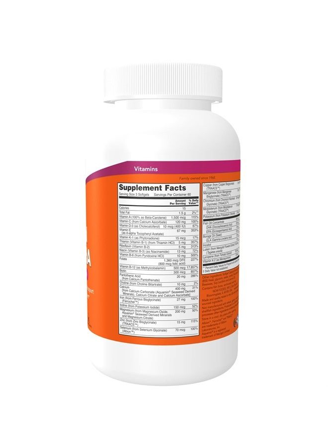 Supplements, Prenatal Gels + DHA with 250 mg DHA per serving, plus Borage Oil (GLA), 180 Softgels